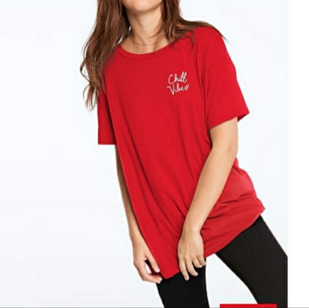 NWOT Pink Victorias Secret Red girlfriend tee